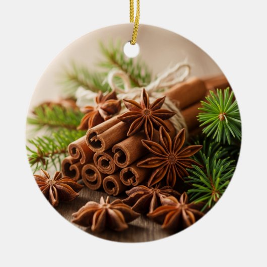 Cinnamon Spice Weihnachtsdekoration Keramik Ornament (Vorne)