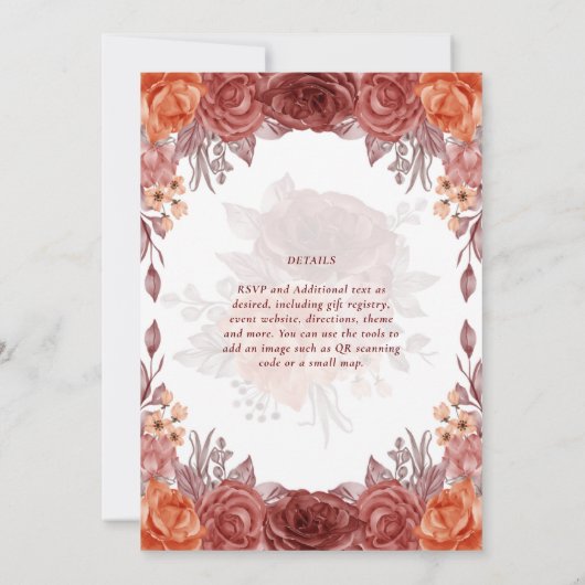 Cinnamon Terracotta FALL Floral Botanische WEDD (Rückseite)