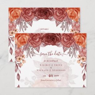 Cinnamon Terracotta FALL Floral Botanische WEDD Postkarte