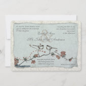 Cinnamon und Blue Love Bird Damask Einladungen für (Vorderseite)