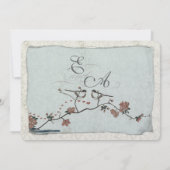 Cinnamon und Blue Love Bird Damask Einladungen für (Rückseite)