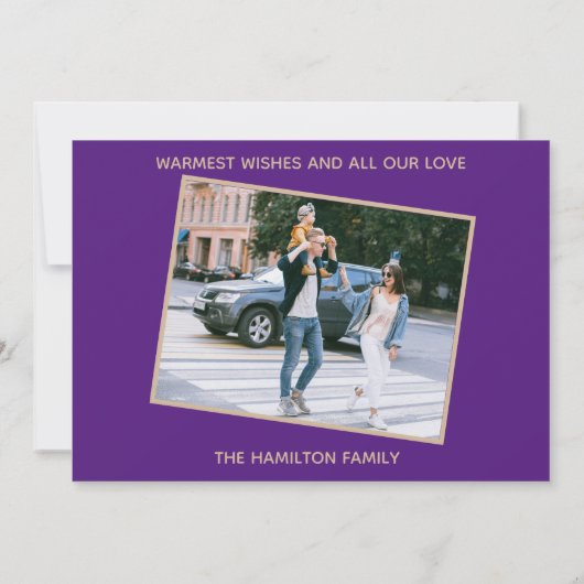 Cinnamon und Lila Glitzer Script Weihnachts-Foto (Rückseite)