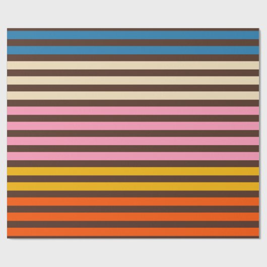 Cinq Stripe Retro Modernes Streifenmuster Geschenkpapier (Flach)