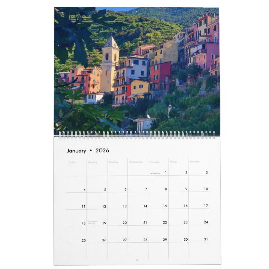Cinque Terre Ästhetik Italien Coast Wall Calendar Kalender (Jan 2026)