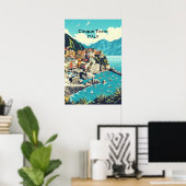 Cinque Terre Digital Poster - Küstenwache Kunst (Heimbüro)