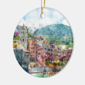 Cinque Terre Italien an der italienischen Riviera Keramik Ornament (Links)