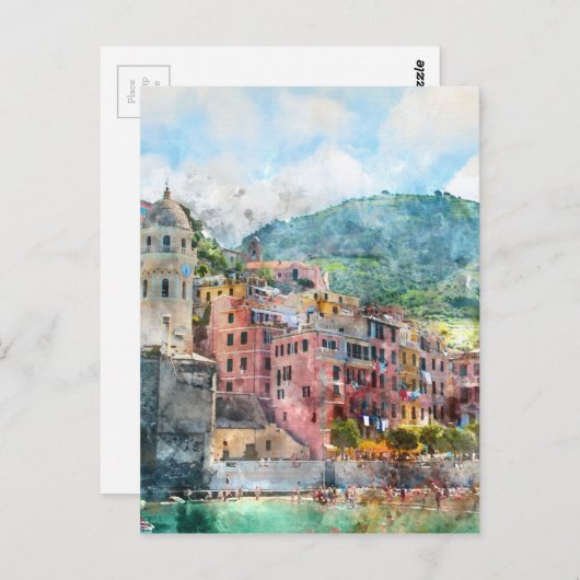 Cinque Terre Italien an der italienischen Riviera Postkarte (Vorne/Hinten)