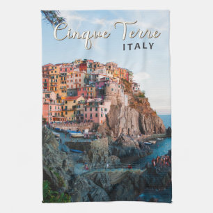 Cinque Terre Italien Aquarell Vintage Geschirrtuch