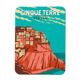 Cinque Terre Italien Reise Kunst Vintage Magnet