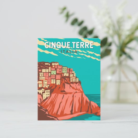 Cinque Terre Italien Reisen Vintag Postkarte (Stehend Vorderseite)