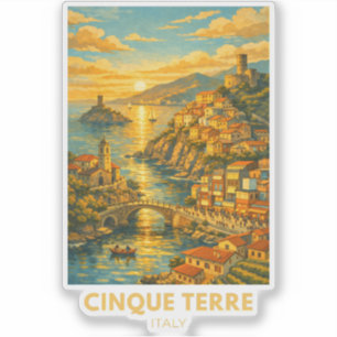 Cinque Terre Italien Reiseplakat – Vintage Küste Aufkleber