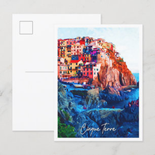Cinque Terre Italien schöne Wasserfarbenlandschaft Postkarte