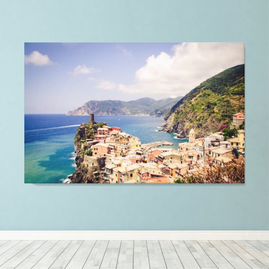 Cinque Terre Italien, Vernazza Village Canvas Prin Leinwanddruck (Insitu (Holzboden))