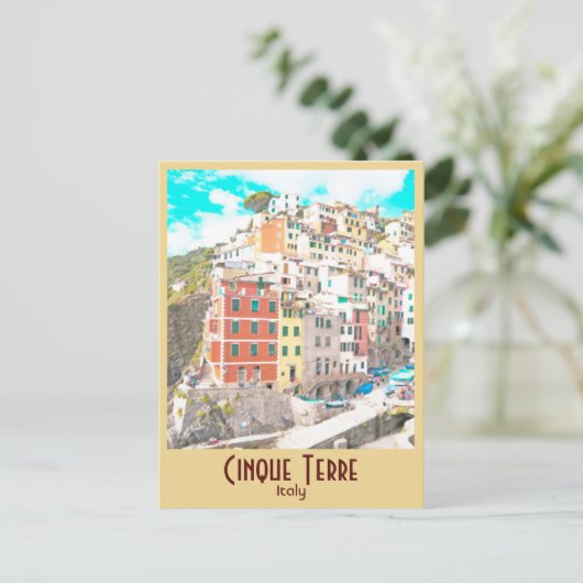 Cinque Terre, Italien Vintag Postkarte (Stehend Vorderseite)