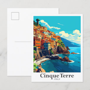 Cinque Terre Italien Vintage-Reiseporträt Postkarte