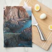 Cinque Terre Italien Wasserfarben Vintag Geschirrtuch (Viertel Falte)