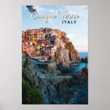 Cinque Terre Italien Wasserfarben Vintag