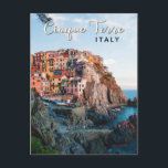 Cinque Terre Italien Wasserfarben Vintag Postkarte<br><div class="desc">Cinque Terre Retro Reise Art Design. Cinque Terre ist eine Reihe von jahrhundertealten Küstendörfern an der zerklüfteten italienischen Riviera.</div>
