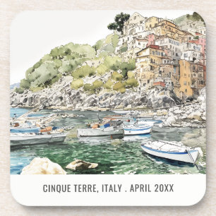 Cinque Terre Italy Sea Watercolor Italienische Rei Getränkeuntersetzer