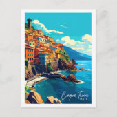 Cinque Terre Italy Vintage Illustration Postkarte (Vorderseite)
