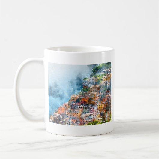 Cinque Terre Italy Watercolor Kaffeetasse (Links)