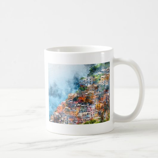 Cinque Terre Italy Watercolor Kaffeetasse (Rechts)