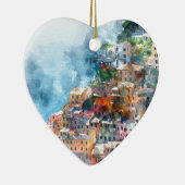 Cinque Terre Italy Watercolor Keramikornament (Rechts)