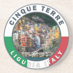 Cinque Terre Italy Watercolor Vintag Circle Getränkeuntersetzer