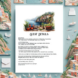 Cinque Terre Italy Wedding Guest Details Begleitkarte