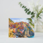 Cinque Terre Ligurien Italien Farbenfrohe Badehäus Postkarte (Stehend Vorderseite)