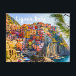 Cinque Terre Ligurien Italien Farbenfrohe Badehäus Postkarte<br><div class="desc">Postcard mit dem Gemälde der wunderschönen und farbenfrohen Zuhause von Cinque Terre,  Ligurien,  Italien.</div>
