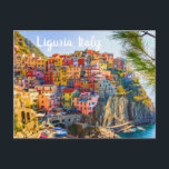 Cinque Terre Ligurien Italien Farbenfrohe Badehäus Postkarte<br><div class="desc">Postcard mit dem Gemälde der wunderschönen und farbenfrohen Zuhause von Cinque Terre,  Ligurien,  Italien.</div>