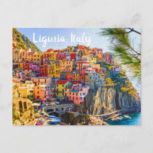 Cinque Terre Ligurien Italien Farbenfrohe Badehäus Postkarte (Vorderseite)