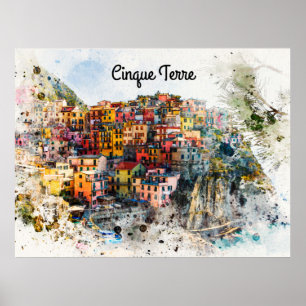 Cinque Terre Ligurien Italien Szene Sommerwasserfa Poster