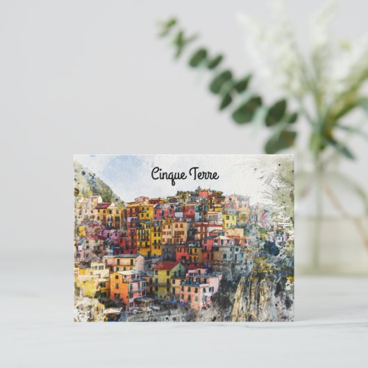 Cinque Terre Ligurien Italien Szene Sommerwasserfa Postkarte (Stehend Vorderseite)