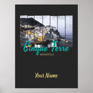 Cinque Terre Manarola Riomaggiore Vintag Poster