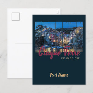 Cinque Terre Riomaggiore Vintages Bier Feiertagspostkarte