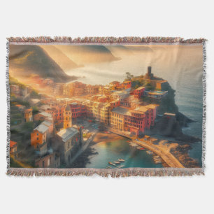 Cinque Terre Strand Italien Vintage Europa Reise Decke