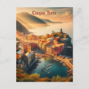 Cinque Terre Strand Italien Vintage Europa Reise Postkarte