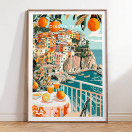 Cinque Terre Travel Poster, Italien Reisen Print Poster