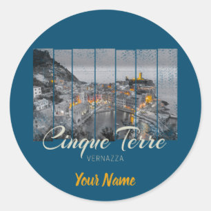 Cinque Terre Vernazza Italien Vintag Souvenir Runder Aufkleber