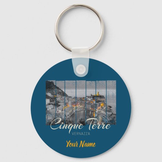 Cinque Terre Vernazza Italien Vintag Souvenir Schlüsselanhänger (Vorderseite)