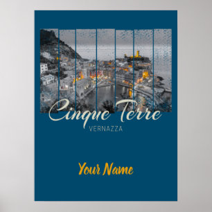 Cinque Terre Vernazza Italienisches Vintage-Souven Poster