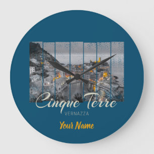 Cinque Terre Vernazza Vintages Souvenir Große Wanduhr
