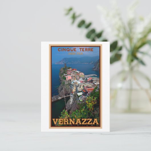 Cinque Terre - Vernazza von oben Postkarte (Stehend Vorderseite)