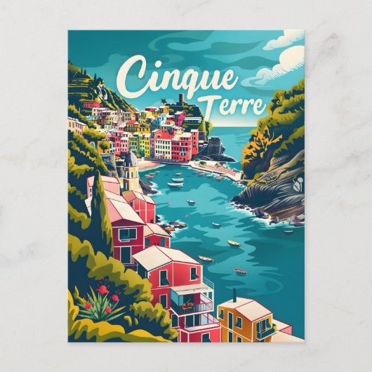Cinque Terre Vintag Postkarte (Vorderseite)