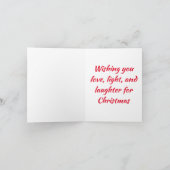 Cinquecento Red Car zu Weihnachten dekoriert Karte (Innenseite)