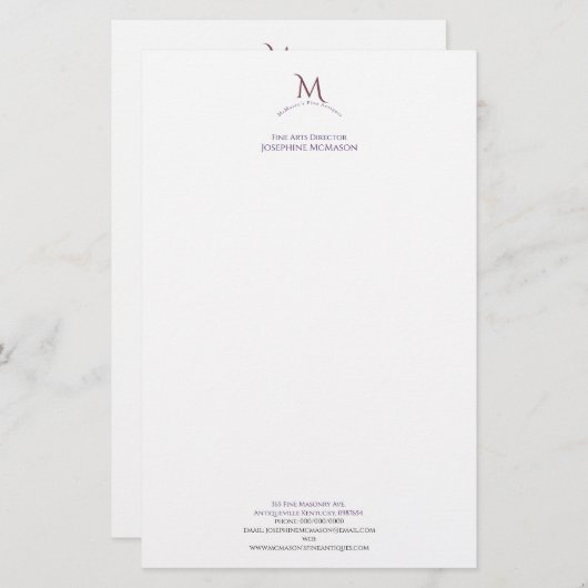 Cinzel Monogram Business Stationery Briefpapier (Vorne/Hinten)
