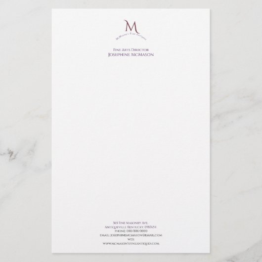 Cinzel-Monogramm Geschäftsschreibwaren Briefpapier (Vorderseite)