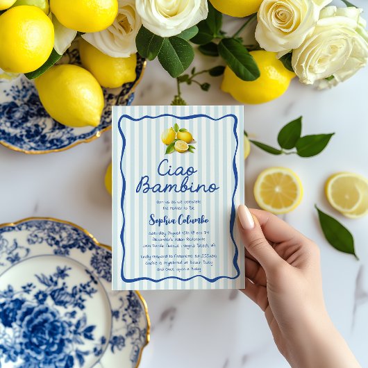 Cio Bambino Whimsical Italian Lemons Baby Dusche Einladung